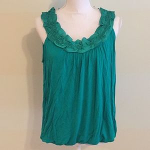 ALFANI Petite sleeves flower green bubble top